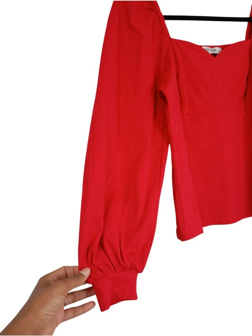 NWT Grace Karin Womens Red Long-Sleeve Square Neck Blouse Size M - Picture 6 of 11